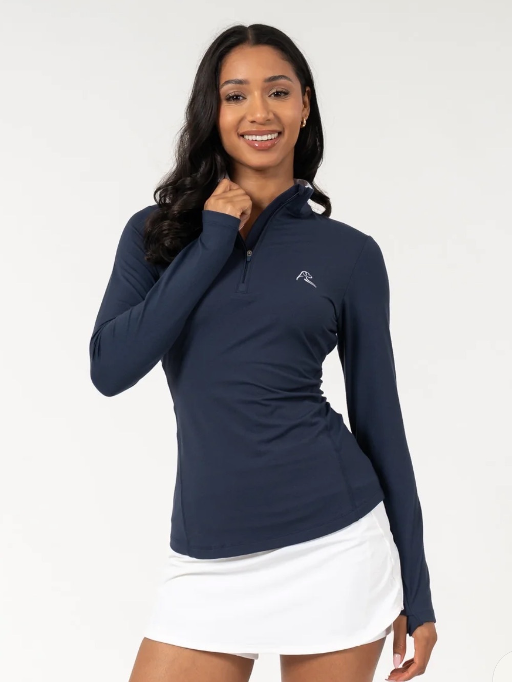Rhoback Women's Navy Solid Performance Q-Zip
